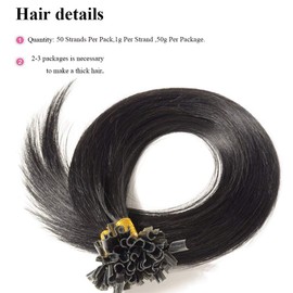 Real Hair Extensions, Keratin, U-Tip, Remy Human Hair, 50 Strands