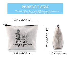 Prague Travel Gift Prague Holiday Vacation Trip Surprise Gift Czechia Trip Gift Prague Souvenir Gift Travel Makeup Bag for Czech Republic Lovers (Good Idea Prague Bag CA)