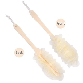Arswin Arswin Back Scrubber for Shower,Loofah Long Handle Bath Body Brush,Soft Nylon Mesh Sponge for Shower,Loofah On a Stick for Men Women,Exfoliating Scrub Cleaning Luffa for Elderly(2-Pack, White)