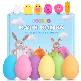 Babycop Easter Basket Stuffers – 6 Pack Easter Bubble Bath Bombs with Surprise Squishy Toys, Colorful & Scented Bath Bombs for Kids, Easter Gifts for Girls & Boys, Fun Bath Bomb