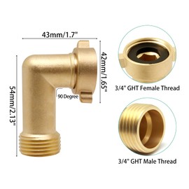 BUXIMN 90 Degree Water Hose Elbow for RV, Brass Hose Connector with Easy Grip Elbow Fitting Adapter for Garden & RV City Water Inlet Connection