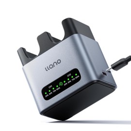 llano 20W NP-FZ100 Battery Charger: Fast Dual Slot for Sony Camera Batteries A7III, A7IV, A6700, FX3, FX30, A9, A7C, A7CII, A7RV, A7RIII, A6600, ZV-E1,ZV-E10II, A1,FX2, USB-C,LED,Durable CNC Aluminum