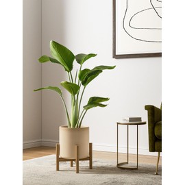 LE TAUCI Large Plant Pots Set, 10/8/6 Inch Ceramic Planters for Indoor Plants, Mid-Century Modern Planter Pots with Drainage Hole and Plug, Round Planter Pots, Set of 3, Reactive Glaze Cloud Cream