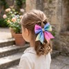 Bows for Girls Rainbow Hair Clips Pastel Fabric Metal Accessories,