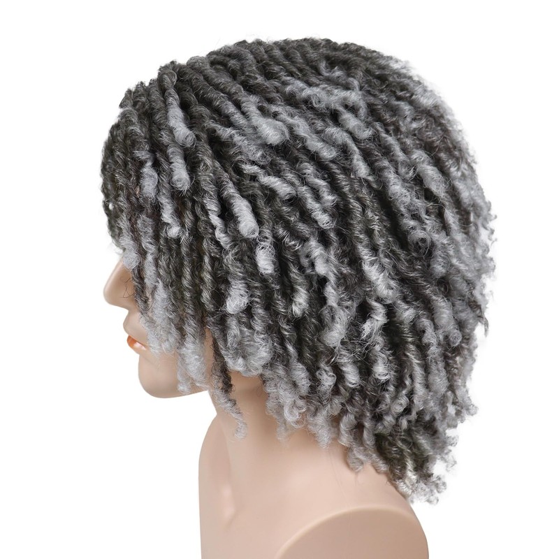 GNIMEGIL Gray Ombre Dreadlocks Wigs for Men Braided Wig Medium
