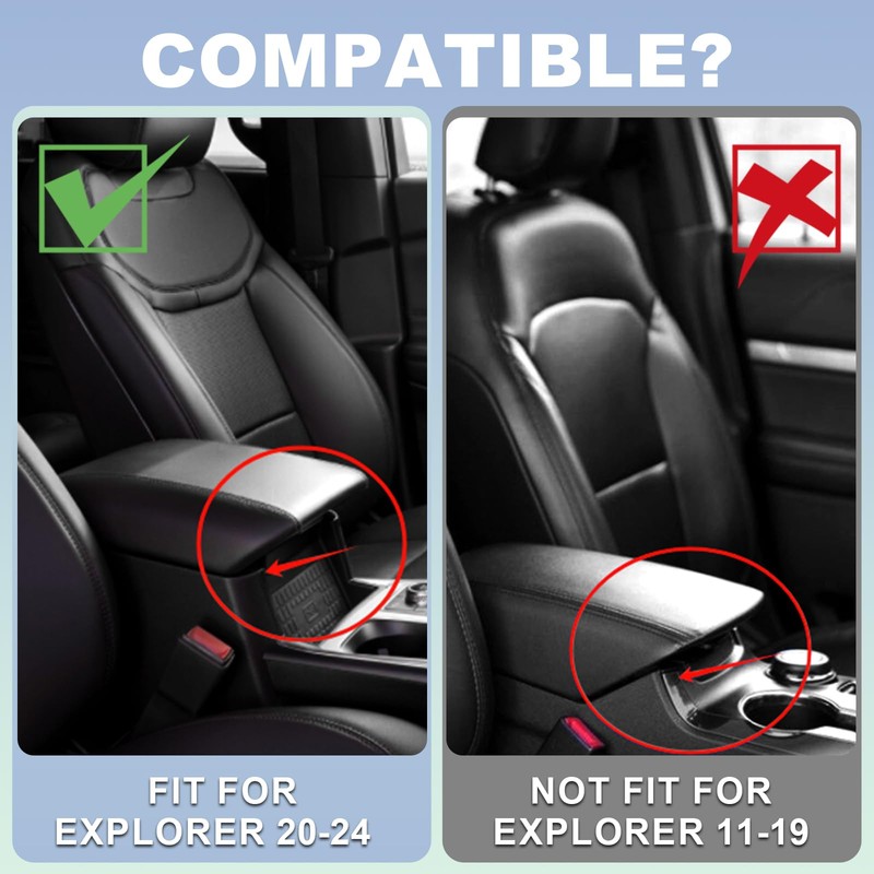 CFDSDE Center Console Cover for Ford Explorer 2020-2024 Leather Armrest