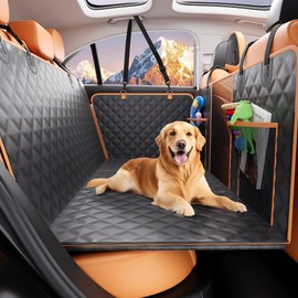 ZhuoyueCW 2025 Upgraded Material Dog Car Seat Cover for Back Seat,400lbs Hard Bottom Extender,Waterproof Pet Hammock with Non-Slip Surface,Universal Fit for SUV, Truck & Sedans (Orange)