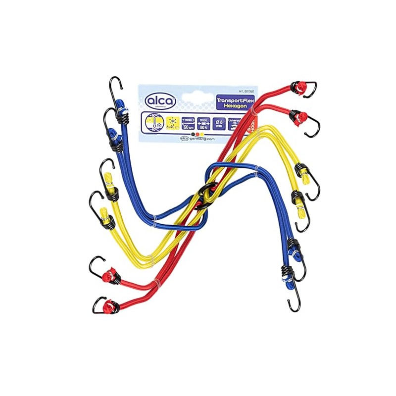 alca Bungee Cords Elastic Stretch Luggage Straps Set of 6
