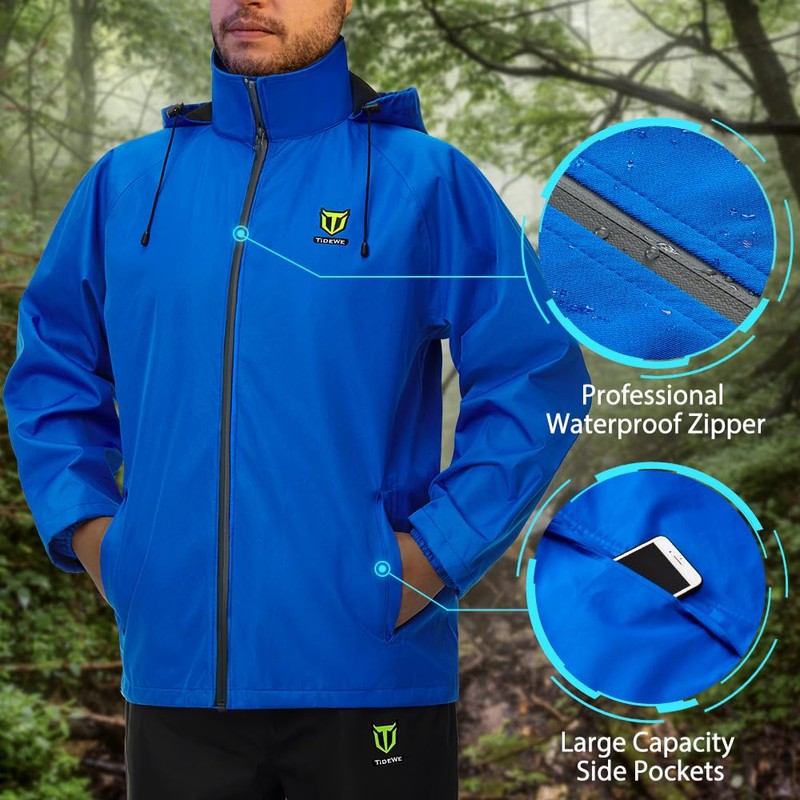 TIDEWE Rain Suit, Waterproof Breathable Lightweight Rainwear (Blue Size XXXL)