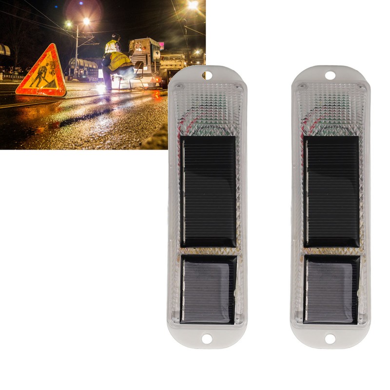2pcs Solar Strobe Warning Light Waterproof Light Control High Bright