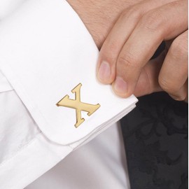 Salutto Men's Gold Letter X Cufflinks 1 Pair with Gift Box (X)