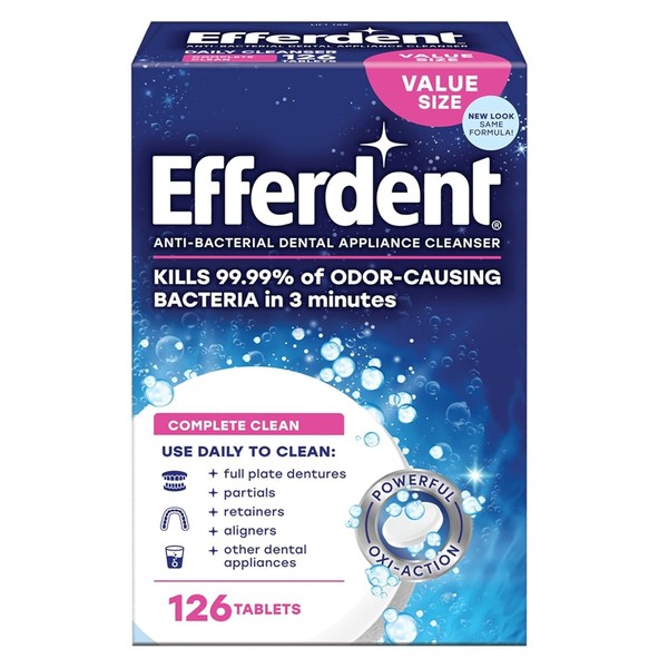 Efferdent Retainer & Denture Cleanser Tablets, Complete Clean - 126