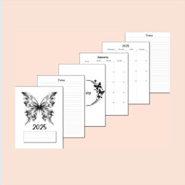 2025 Monthly Calendar Refills for 8 Disc Half Letter Planners Fits TUL Junior, Staples ARC Notebook Junior, Levenger Circa, NOTIQ Half-Letter 8-Disc (M4 and M5), Marta Stewart (Butterfly)