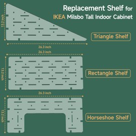 Acrylic Shelves for IKEA Milsbo Tall Greenhouse Cabinet- 8mm Thick, Clear Acrylic Plant Corner Shelves Compatible with Tall IKEA Milsbo Glass Cabinet, Milsbo Cabinet Accessories - 3 Pack Combo Set