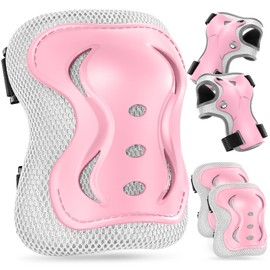 Knee Pads Children's Pad Sets for Children from 3 Years Knee Pads Inline Skates Pads for Skateboard Scooter Driving Outdoor Sports (Pink)