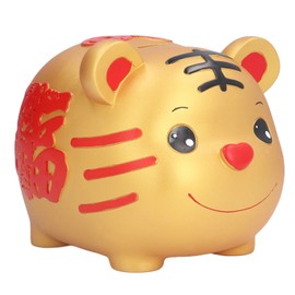 Coin Bank Cute Cartoon Tiger Shape Hand Painted Piggy Bank for Children Gift Home Decoration Coins StorageLarge Red