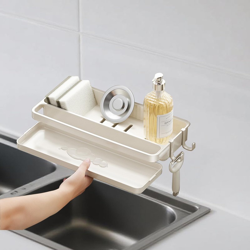 YRYUNRUI Sink Caddy, Kitchen Rust-Free Sink Organiser, Padded Soap Holder