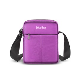Bekahizar Shoulder Bag Small Messenger Bag Lightweight Cross Body Bags Casual Travel Phone Bag for Men Women Teens Walking Day Hiking (Purple)