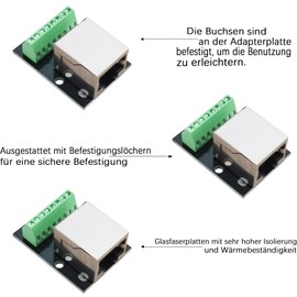 XIFUHUI 2pcs RJ45 Ethernet Breakout Board Single Socket Adapter, 2.54 mm Pitch 8-Pin RJ45 Screw Connection, RJ45 Single Socket to 8 Pins Adapter