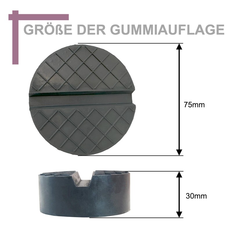 75 x 30 mm rubber pad with V-groove, waffle surface