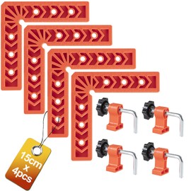 YUENGJGI 90 Degree Angle Clamps Positioning Square Set, Rectangular Clamps Wooden Tool, Suitable for Picture Frames, Cabinets, Boxes, a Set of 4 Pieces (15 cm), with 4 Clamps