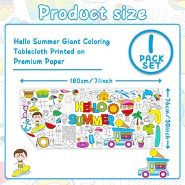 Qyeahkj Giant Coloring Poster Hello Summer Coloring Posters for Kids Jumbo Coloring Table Cover Large Coloring Table Cloth Hawaiian Pool Party Game Activities Supplies Wall Decoration Banner 71 x 30in