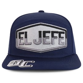 Trendy Apparel Shop El Jefe Gorra bordada 100% algodón con visera plana, marino, Talla única