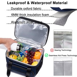 Weitars Insulated Lunch Box for Women Men-Dual Compartment Waterproof Reusable Large Lunch Bag Wide-Open Tote Cooler Bag For Working Picnic Hiking (15L) (Blue)