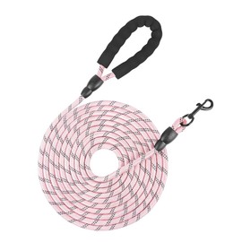 YYKSYDPT Long Leads 5m/10m/15m/20m,Suitable for Big and Medium Dogs,Tangle-Free Long Dog Leads with Comfortable Handle and Reflective Strips(Pink, 15M)