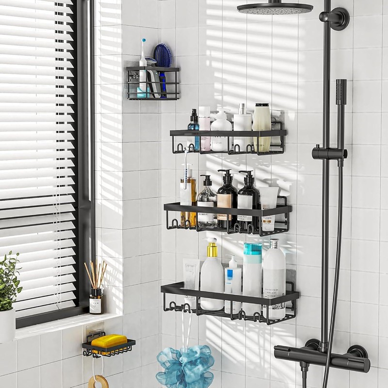 Moforoco Adhesive Shower Caddy Organizer Shelves Rack - 5 Pack