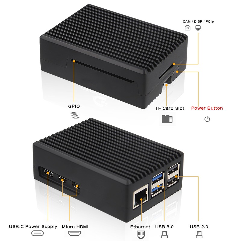 Geekworm Heavy-Duty Aluminum Passive Cooling Case for Raspberry Pi 5