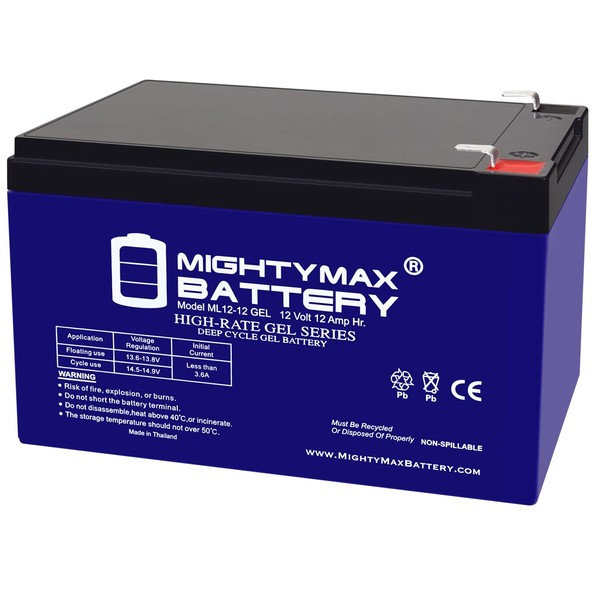 Mighty Max Battery 12V 12AH Gel F2 Replacement Battery Compatible
