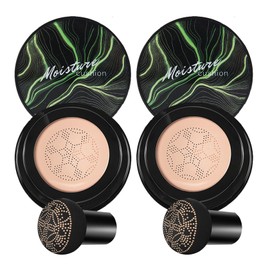 QIUFSSE 2PCS Mushroom Head Air Cushion CC Cream Foundation,Moisturizing Mushroom Head Foundation BB Cream Makeup Foundation Matte Concealer Full Coverage Long-lasting Oil Control (Natural)