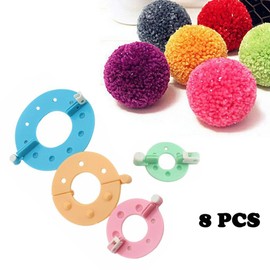 tooloflife 8 Pcs Pom Pom Maker, 4 Sizes Pompom Maker Tool Set for Fluff Ball Weave DIY Wool Yarn Knitting Craft Project for Kids and Adult