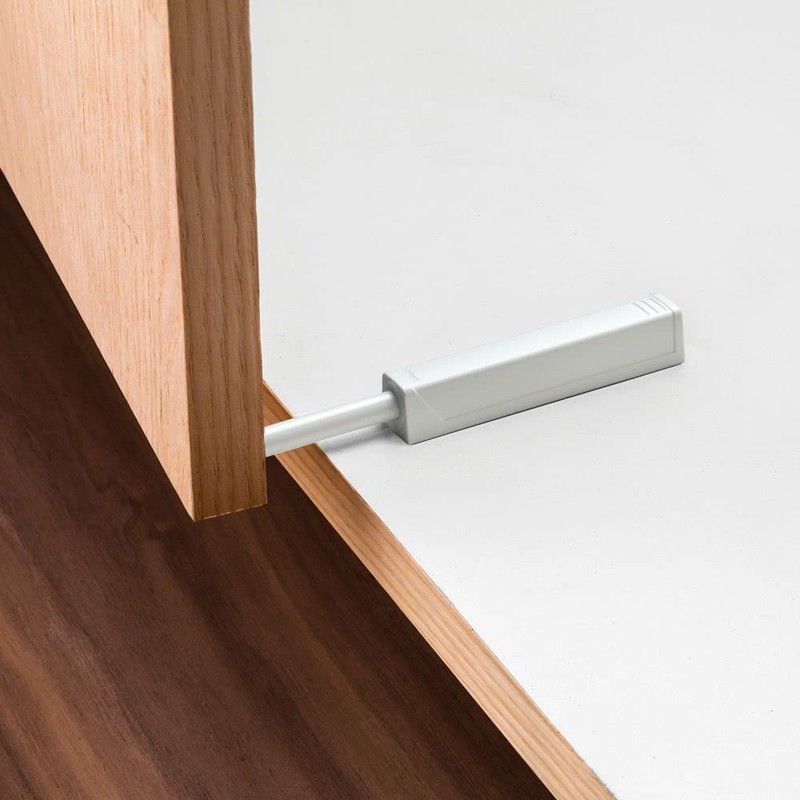 Gray Blum Tip-On Touch Latch for Self-Closing Hinges, Screw-Mount