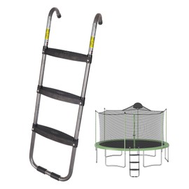 Trampoline Ladder 3-Steps, Trampoline Steps with Wide Steps, Skid-Proof Steps Universal Hook, UV Treated Steel, 14FT Trampoline Stairs Accessories for Kids/Children, 220Lbs Capacity