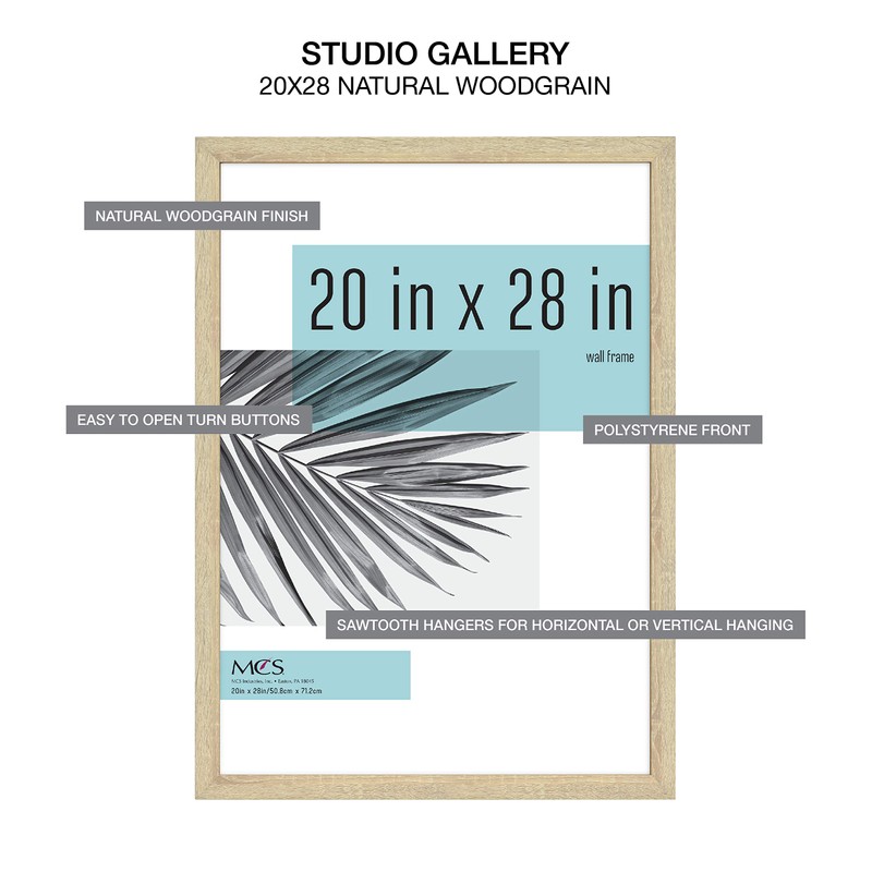 MCS Studio Gallery Frame, Natural Woodgrain, 20 x 28 in,