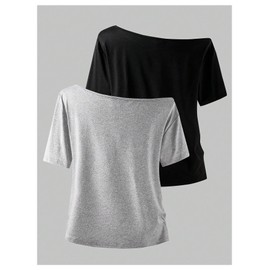 RoseSeek Girl's Off The Shoulder Tops Short Sleeve Cute Summer T Shirts for Teens Girls Y2k Tops Trendy Multicolor 11Y