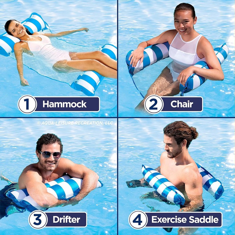 3 Pack Inflatable Pool Floaties for Adults, Water Floaties, 4-in-1