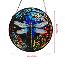 BDHRKTE Stained Glass Window Hanging,Colored Dragonfly Suncatchers,Dragonfly Christmas Ornaments,Dragonfly Suncatcher Gifts for Dragonfly Lovers Decor for Home Garden (Style A)