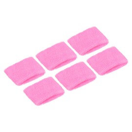 PATIKIL 6pcs 8x5cm Sport Wristbands Cotton Terry Cloth Absorbent Sweatband for Tennis, Baseball, Exercise, Athletic Running, Pink