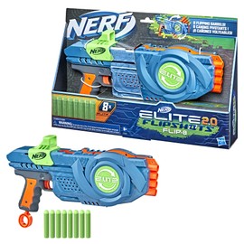 NERF Elite 2.0 Flipshots Flip-8 Blaster, Rotating Dart Barrels, 8-Dart Capacity, 8 Elite Darts, Toy Foam Blasters, Kids Outdoor Games & Toys for Boys & Girls, Blue