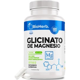BioHerb Glicinato de Magnesio 500 mg de Maxima Absorcion 100% Puro (180 Capsulas Para 6 Meses) [1 Capsula 500mg /Dia] | [Alta Biodisponibilidad] - | Magnesio de Alta Absorcion | Formula de Grado Farmaceutico | Calidad Suprema | Practica Dosificacion | - Glicinato Blends - BioHerb