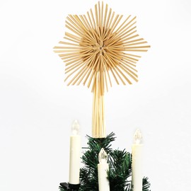 com-four® Christmas tree topper as Christmas tree decoration made of straw - straw star top for the Christmas tree - Christmas tree decoration - natural Christmas tree decoration.