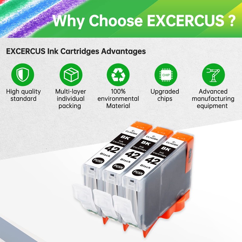 EXCERCUS Compatible Ink Cartridges Replacement for Canon CLI-42 CLI42 Ink
