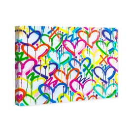 The Oliver Gal Artist Co. Abstract Modern Canvas Wall Art Corey Paige - Rainbow Graffiti Living Room Bedroom and Bathroom Home Decor 30 in x 24 in Pink and Blue, Wrapped Canvas