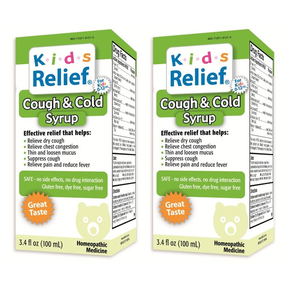 Kids Relief Cough & Cold Syrup, 3.4 Fl Oz (Pack of 2)