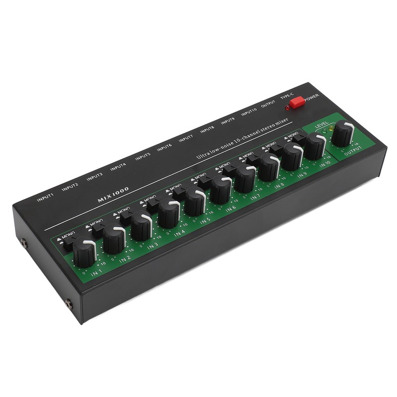 10 Channel Sound Mixer Independent Volume Control Knob Professional Multichannel