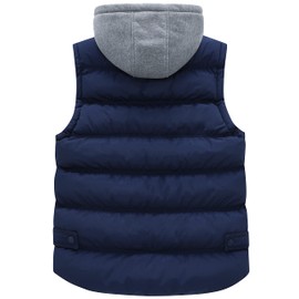 wantdo Women's Quilted Coat Padded Puffer Vest with Removable Hood Blue XX-Large