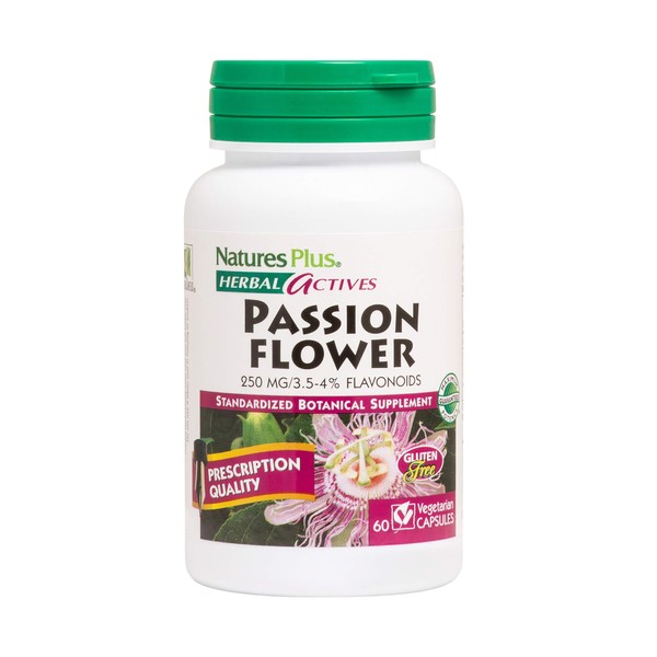 NaturesPlus Herbal Actives Passion Flower - 250 mg, 60 Vegan Capsules - Promotes Natural Calm - Vegetarian, Gluten-Free - 60 Servings